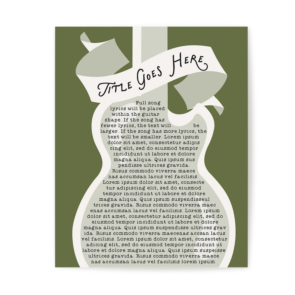 Custom Song Lyrics Art Print - Electric Guitar