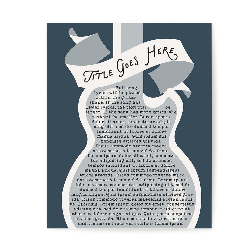 Custom Song Lyrics Art Print - Electric Guitar