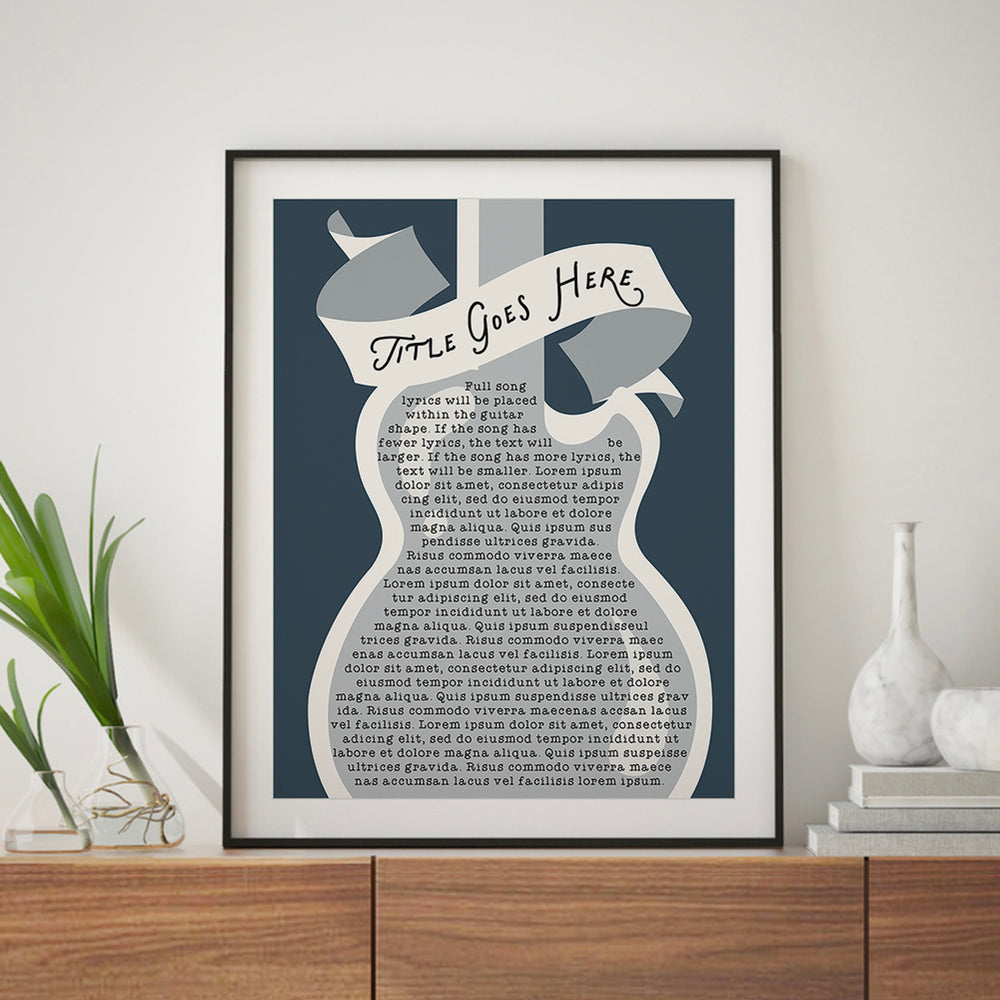 Custom Song Lyrics Art Print - Electric Guitar