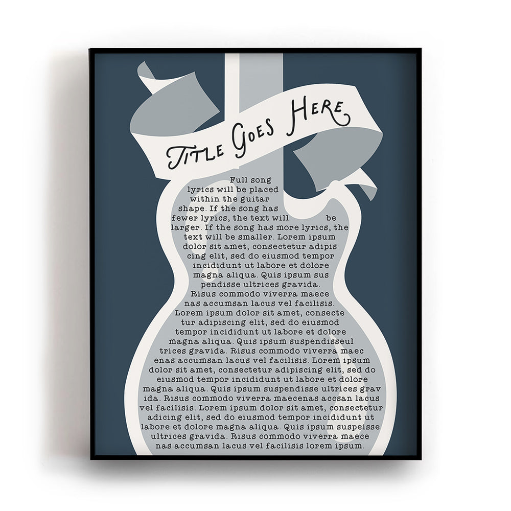 Custom Song Lyrics Art Print - Electric Guitar