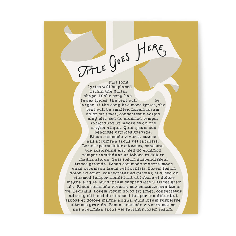 Custom Song Lyrics Art Print - Electric Guitar