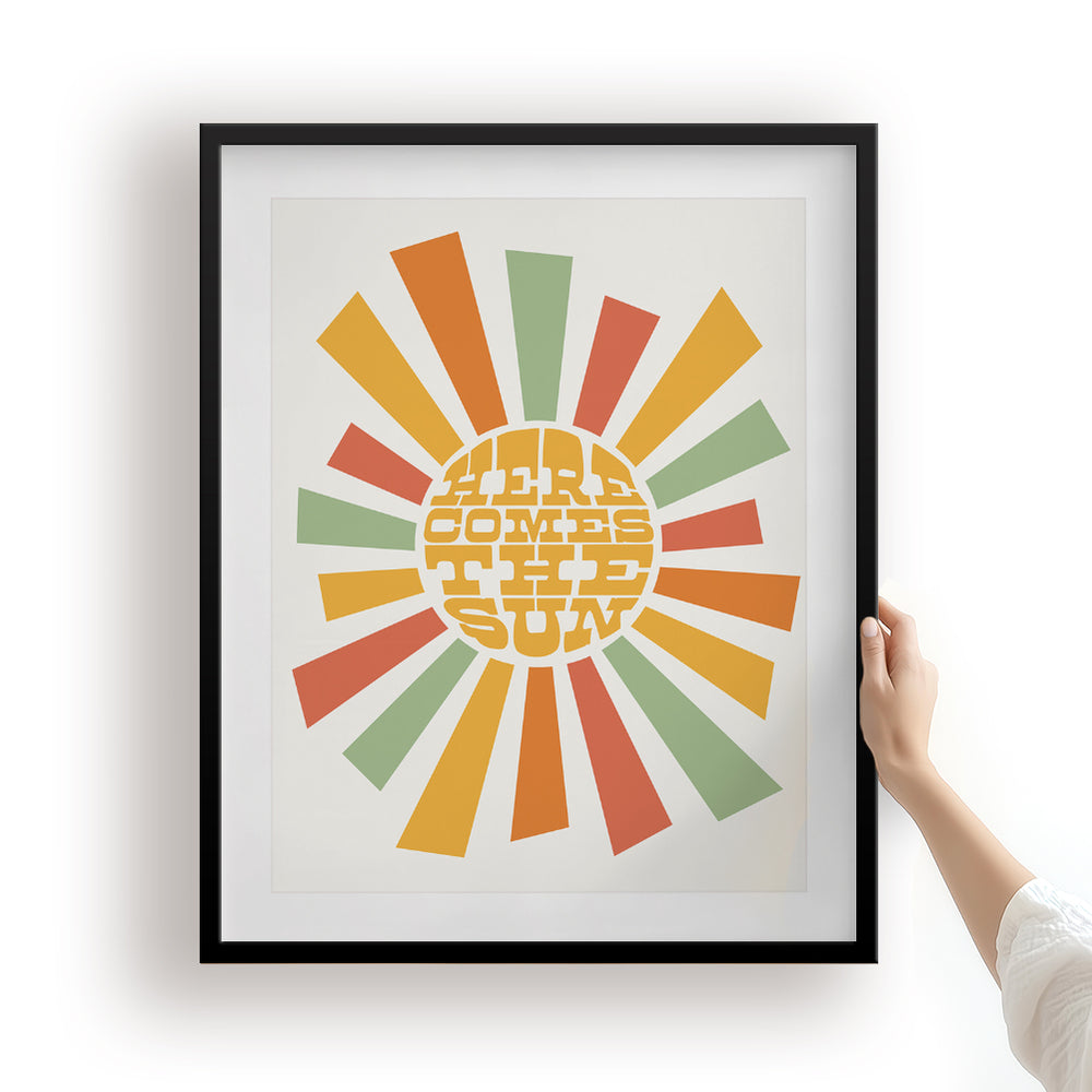 Here Comes The Sun V2 | The Beatles - Song Lyrics Retro Art Print