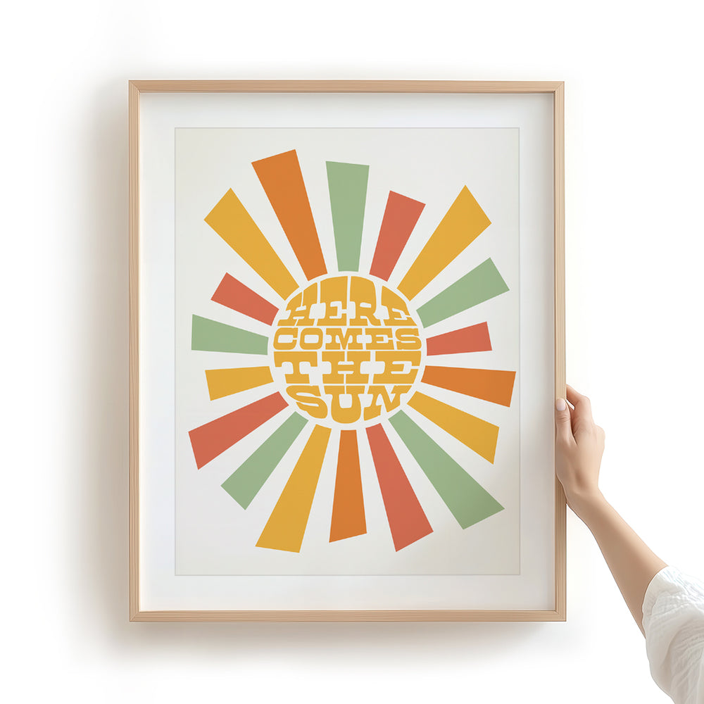 Here Comes The Sun V2 | The Beatles - Song Lyrics Retro Art Print
