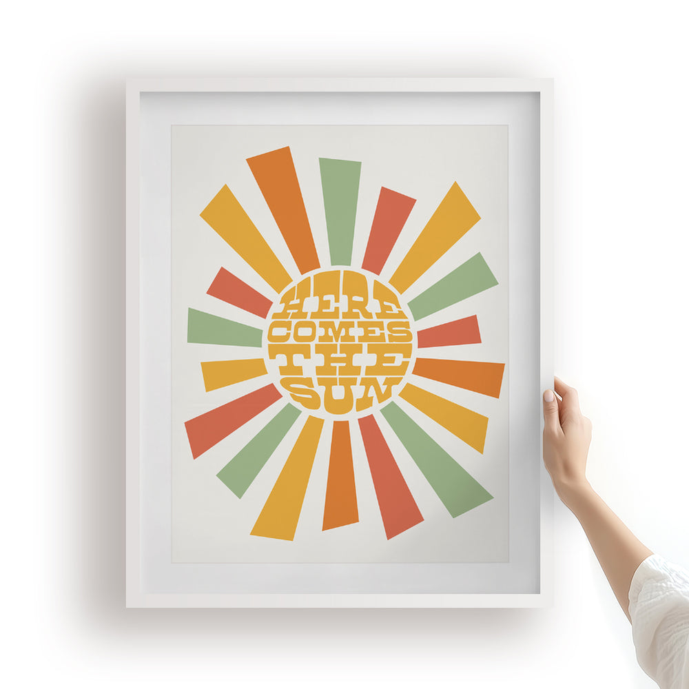 Here Comes The Sun V2 | The Beatles - Song Lyrics Retro Art Print