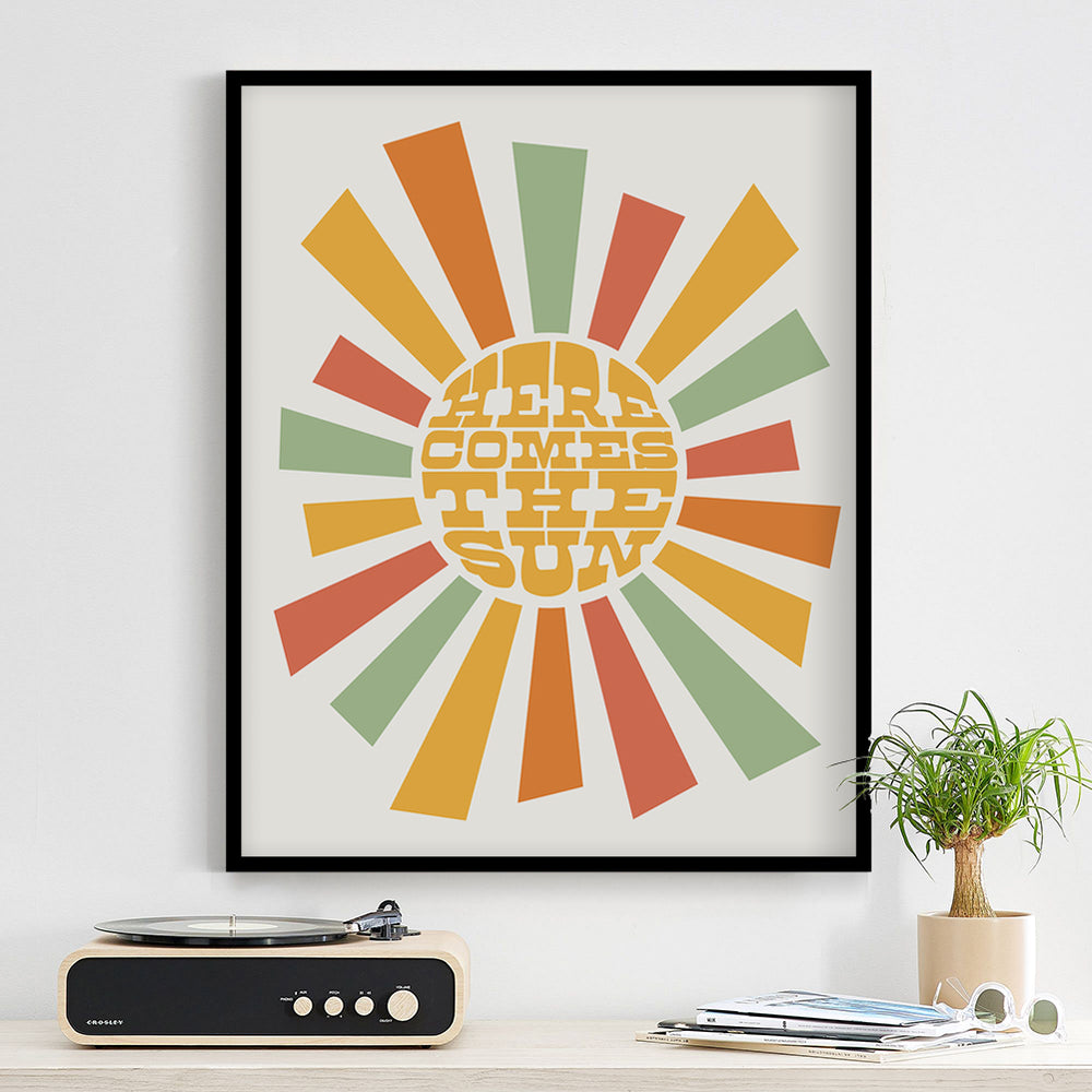 Here Comes The Sun V2 | The Beatles - Song Lyrics Retro Art Print