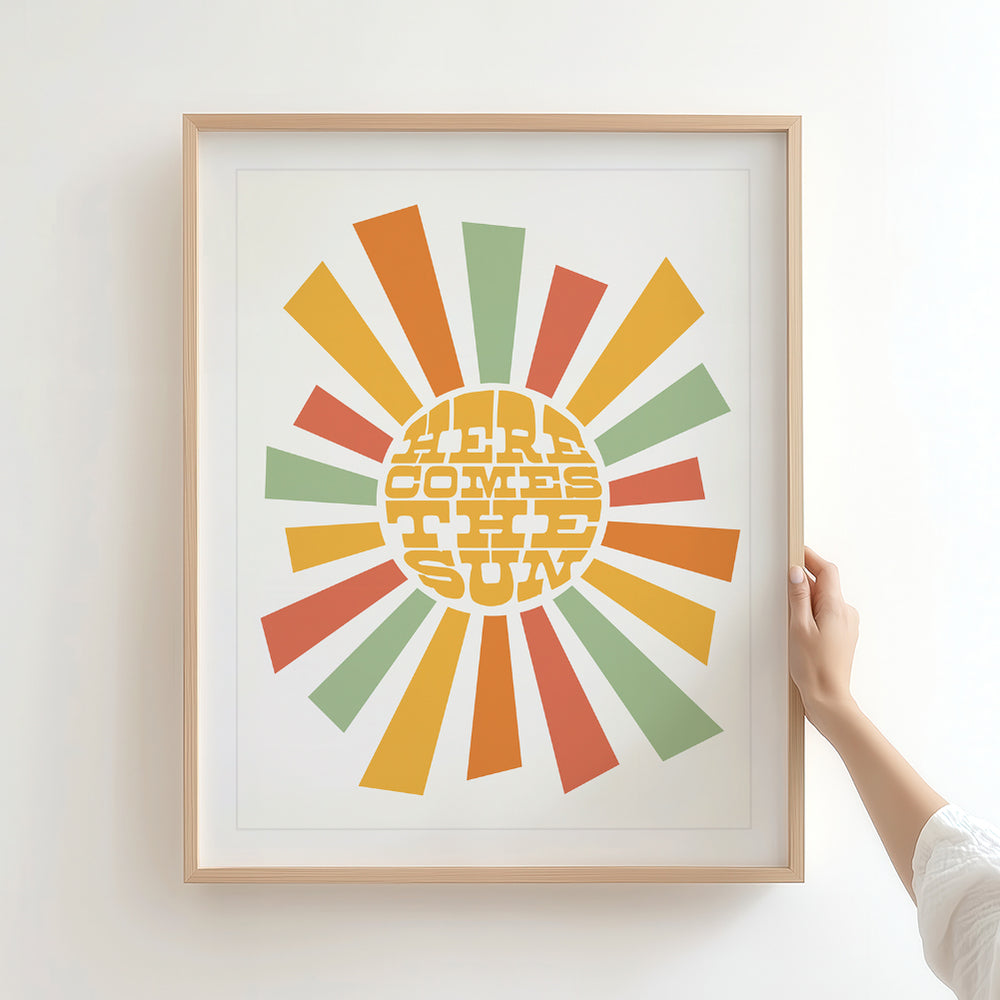 Here Comes The Sun V2 | The Beatles - Song Lyrics Retro Art Print