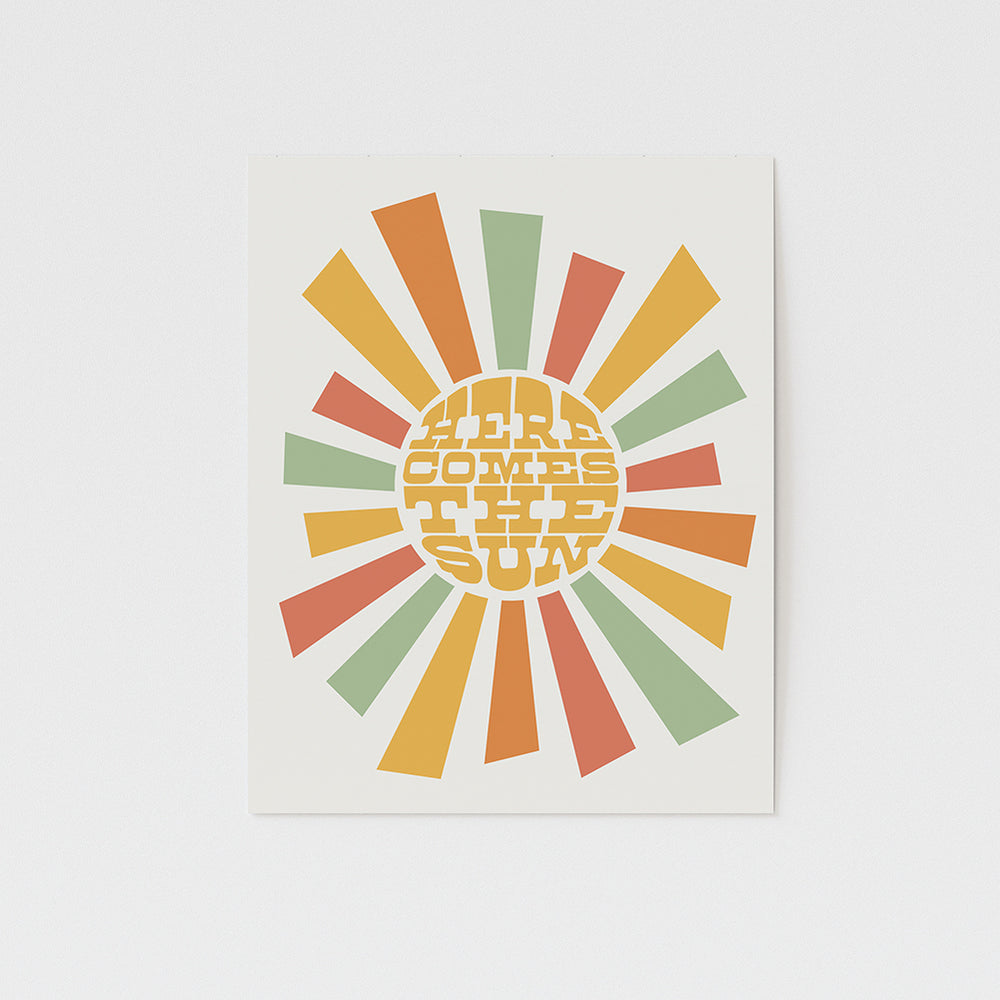 Here Comes The Sun V2 | The Beatles - Song Lyrics Retro Art Print