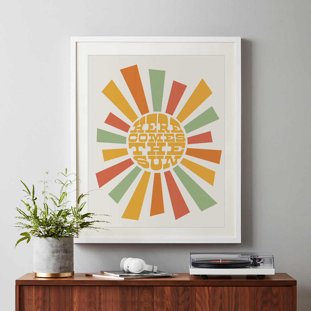 Here Comes The Sun V2 | The Beatles - Song Lyrics Retro Art Print