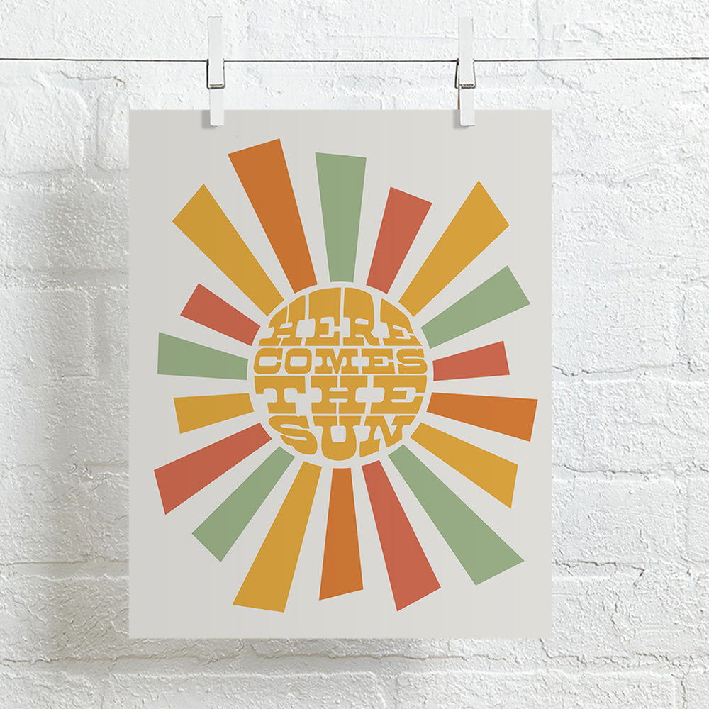 Here Comes The Sun V2 | The Beatles - Song Lyrics Retro Art Print
