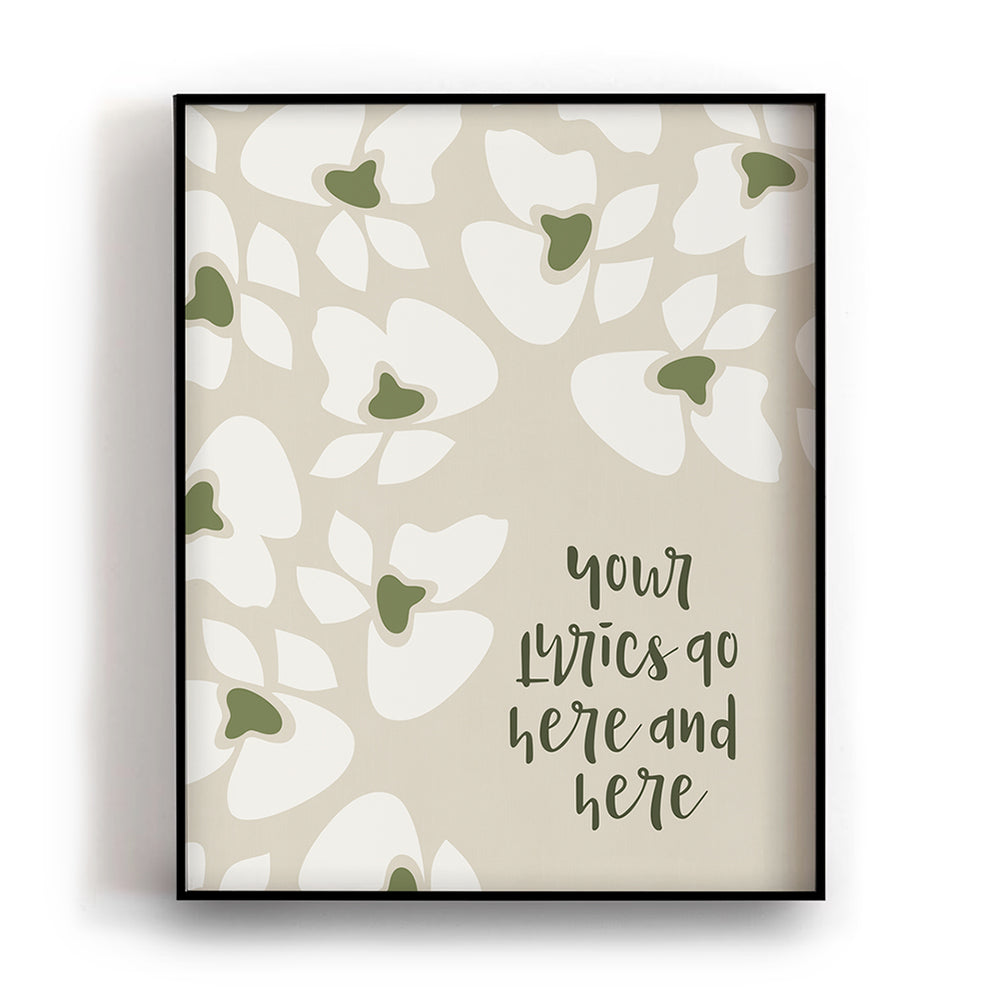 Personalized Floral Song Lyric Custom Art Print