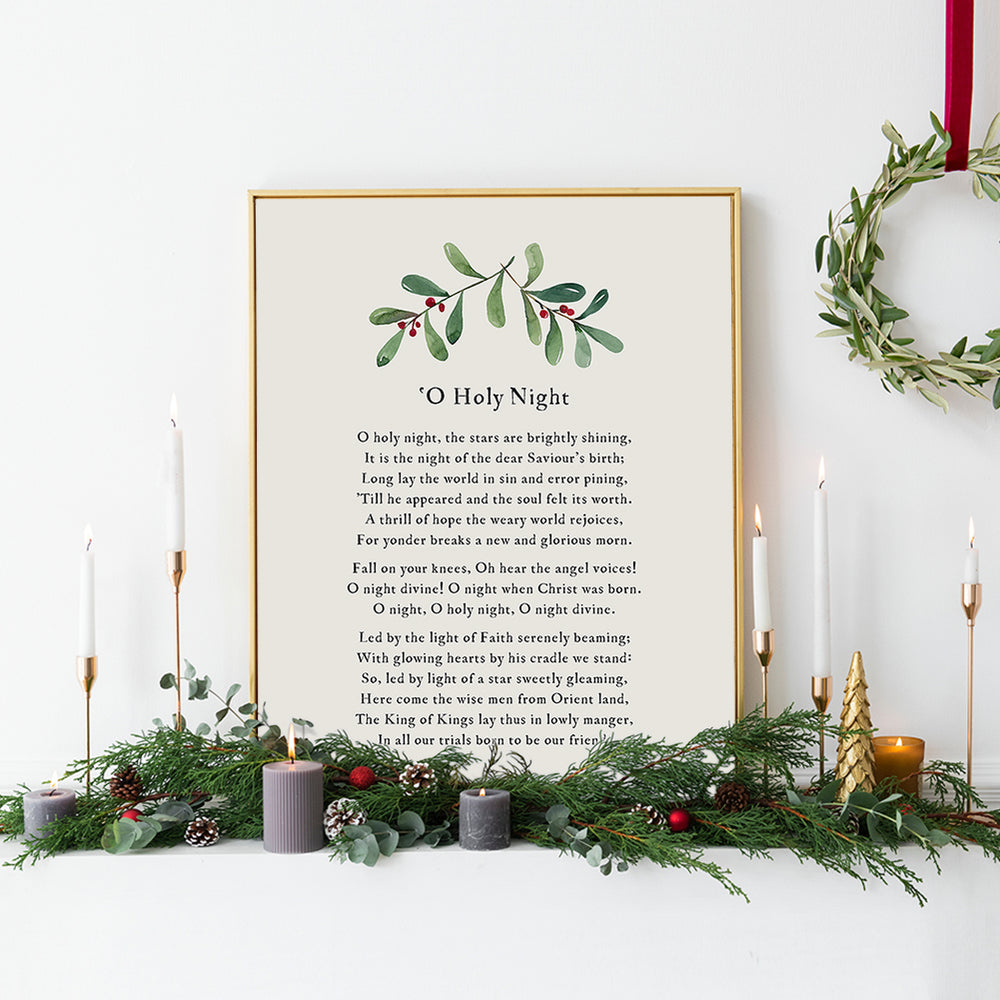 O Holy Night - Christmas Song Lyric Wall Art Print