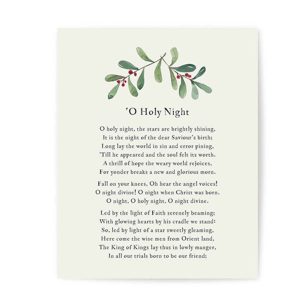 O Holy Night - Christmas Song Lyric Wall Art Print