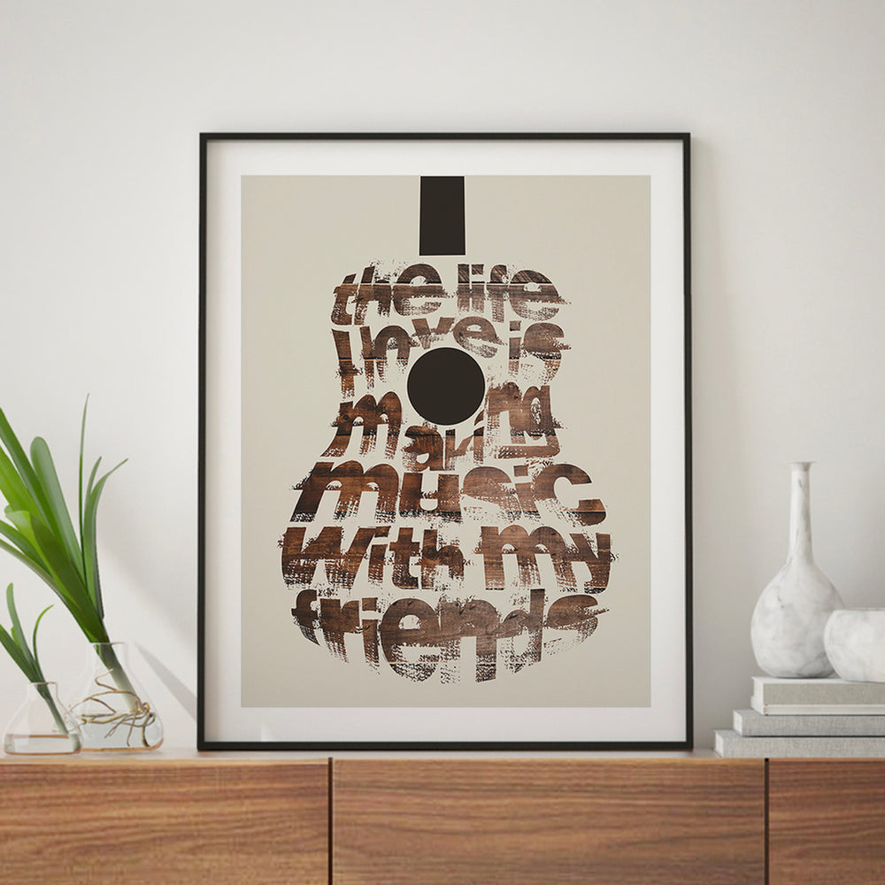 On The Road Again | Willie Nelson - Guitar Song Lyric Wall Art Music Poster
