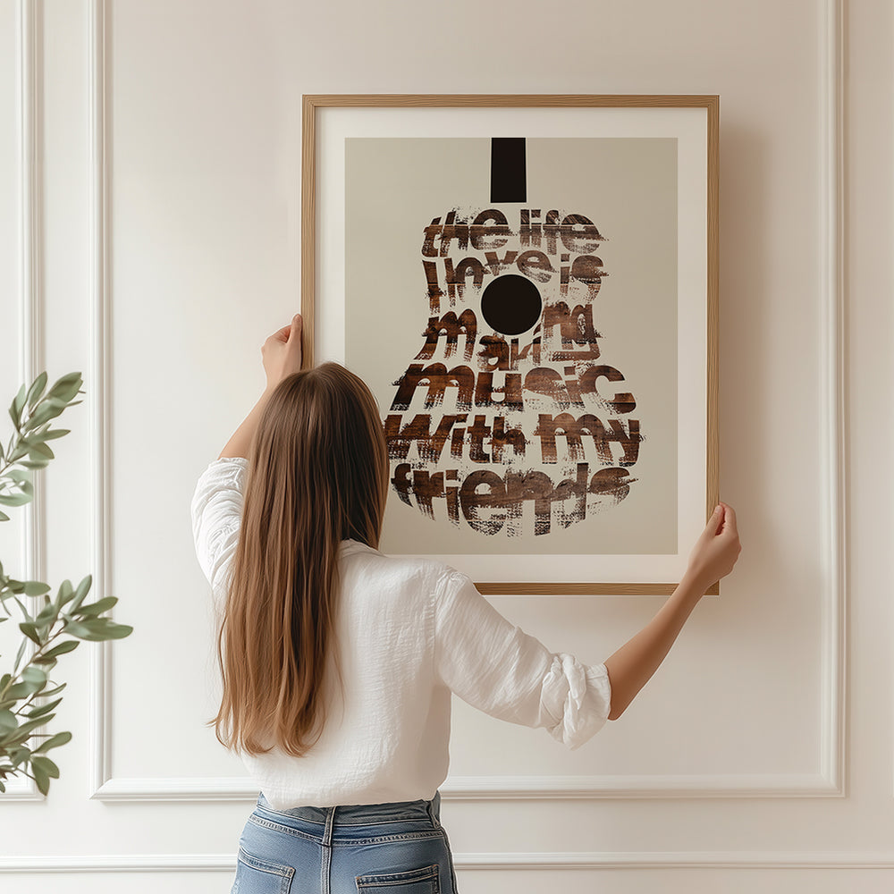 On The Road Again | Willie Nelson - Guitar Song Lyric Wall Art Music Poster