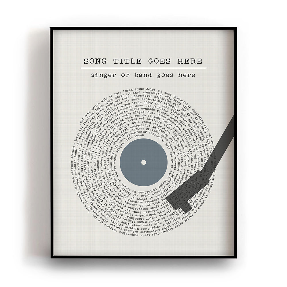 Custom Vinyl Record Player Song Lyric Wall Art Print