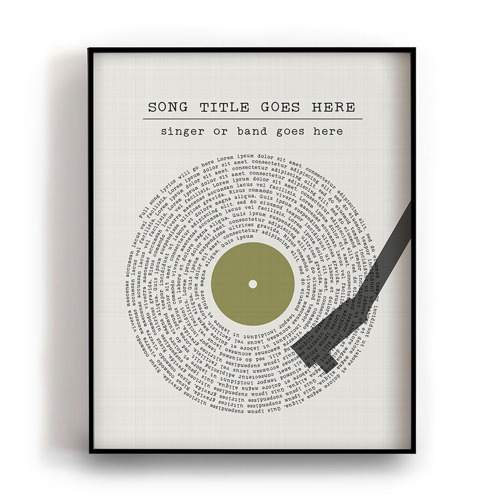Custom Vinyl Record Player Song Lyric Wall Art Print