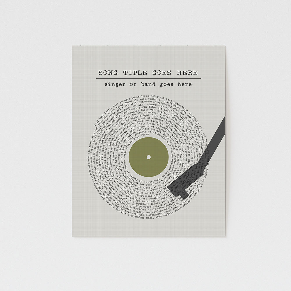 Custom Vinyl Record Player Song Lyric Wall Art Print