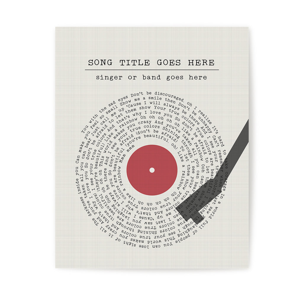 Custom Vinyl Record Song Lyrics Art Print