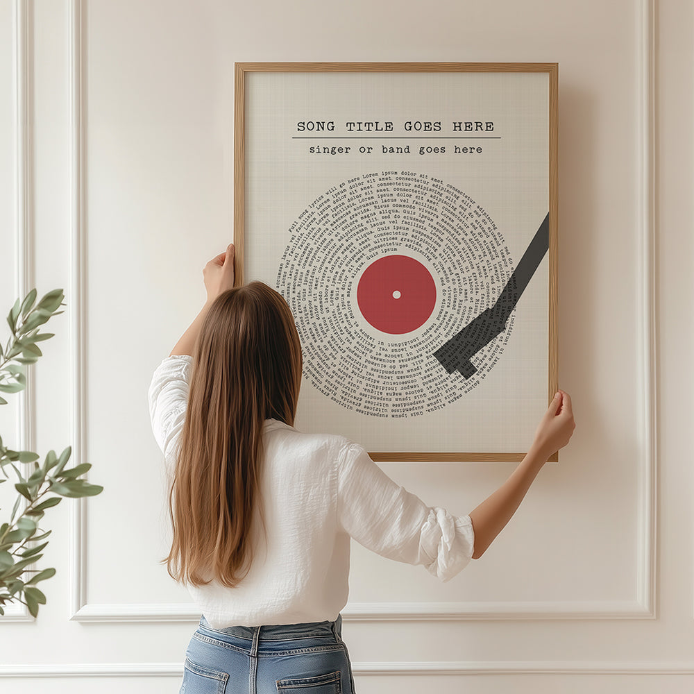 Custom Vinyl Record Player Song Lyric Wall Art Print