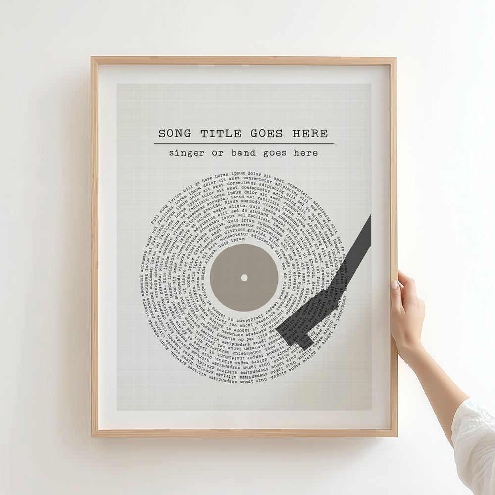 Custom Vinyl Record Player Song Lyric Wall Art Print