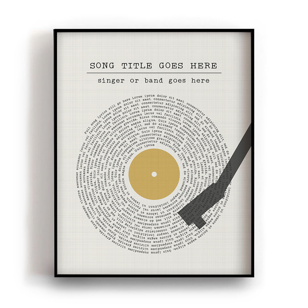Custom Vinyl Record Player Song Lyric Wall Art Print