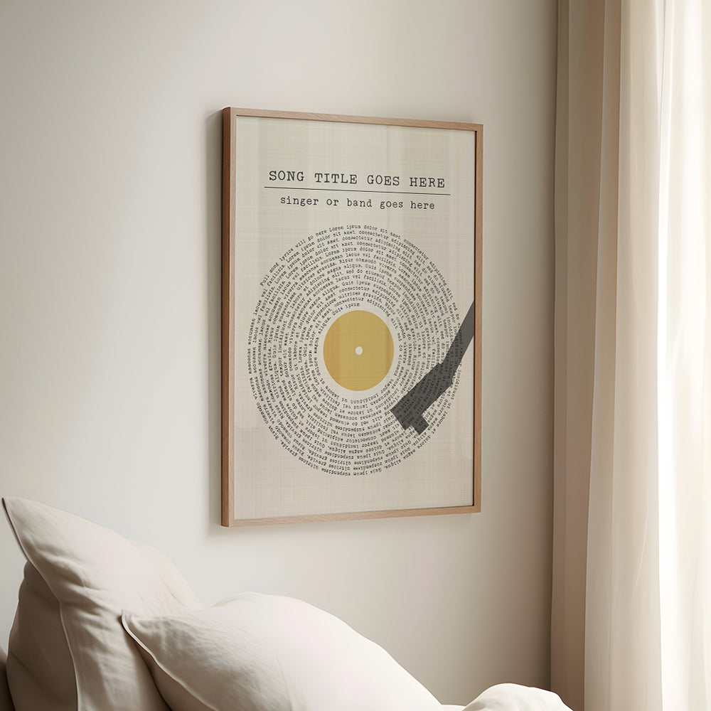 Custom Vinyl Record Player Song Lyric Wall Art Print
