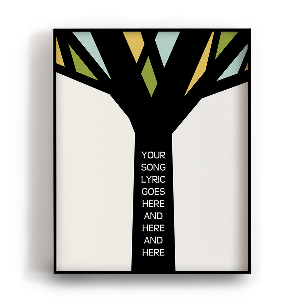 custom mid century modern tree song lyric art print music poster