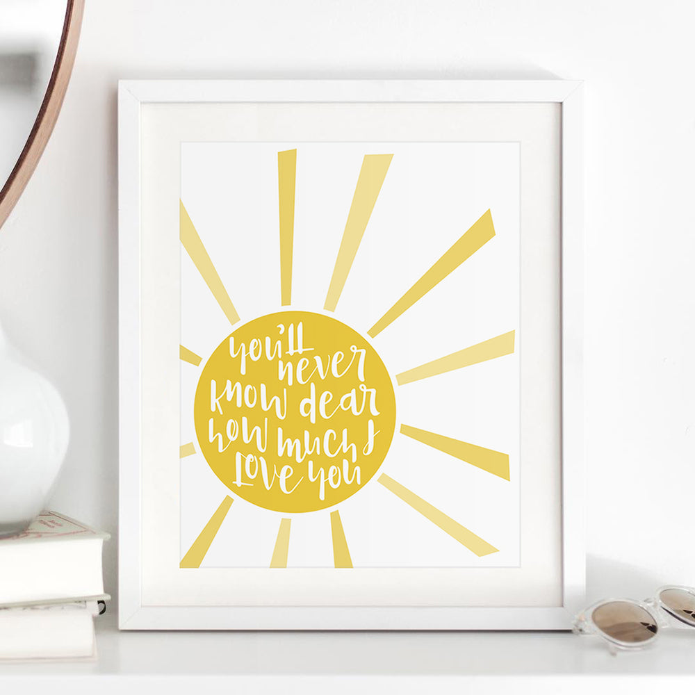 You Are My Sunshine song lyric wall art music poster