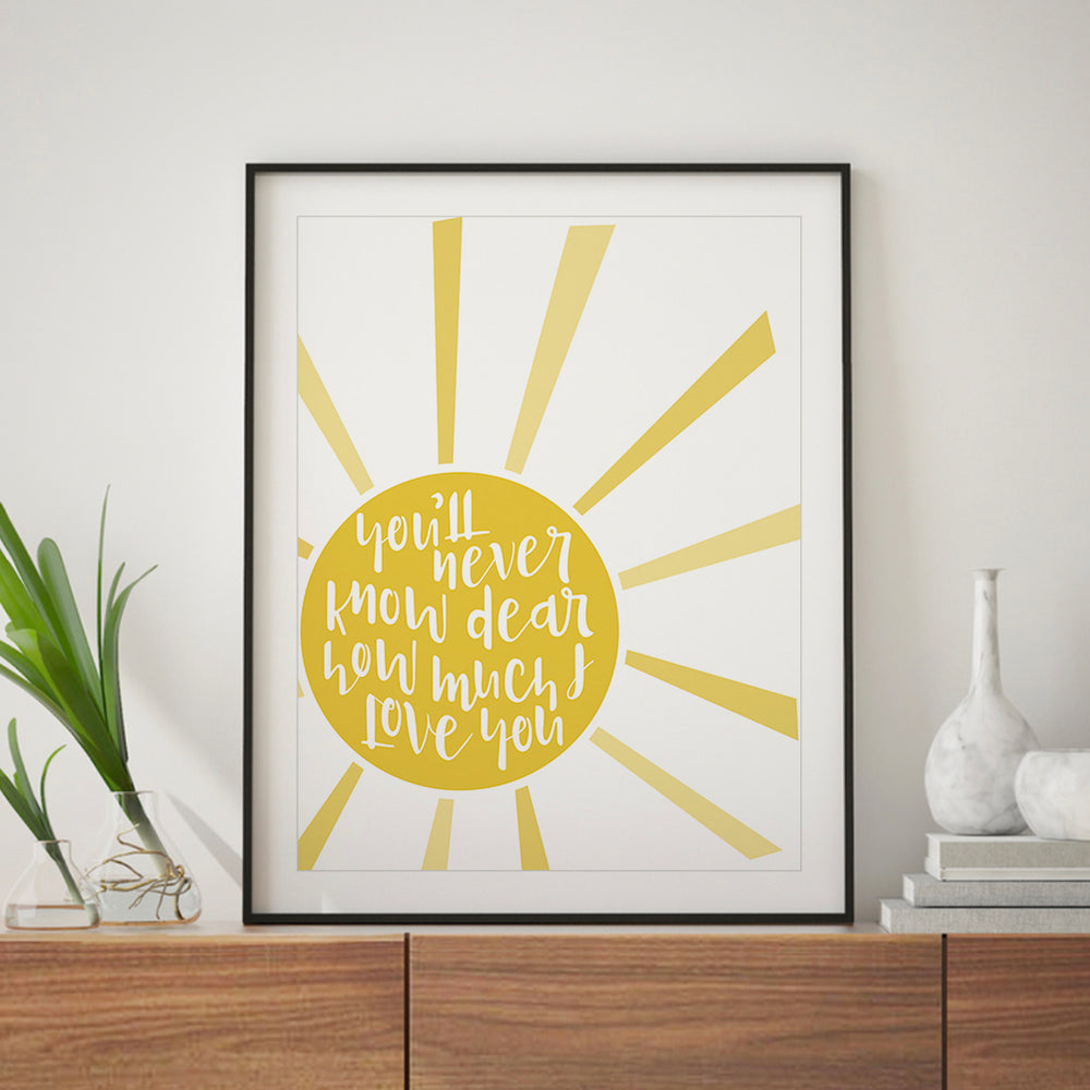 You Are My Sunshine song lyric wall art music poster